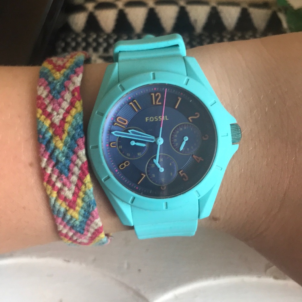 Turquoise Silicon Fossil watch